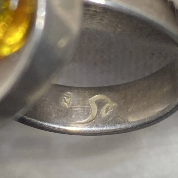 925 Sterling Silver Amber Set – Signed SO – MJI Necklace – Ring Size 8 - Picture 8 of 16